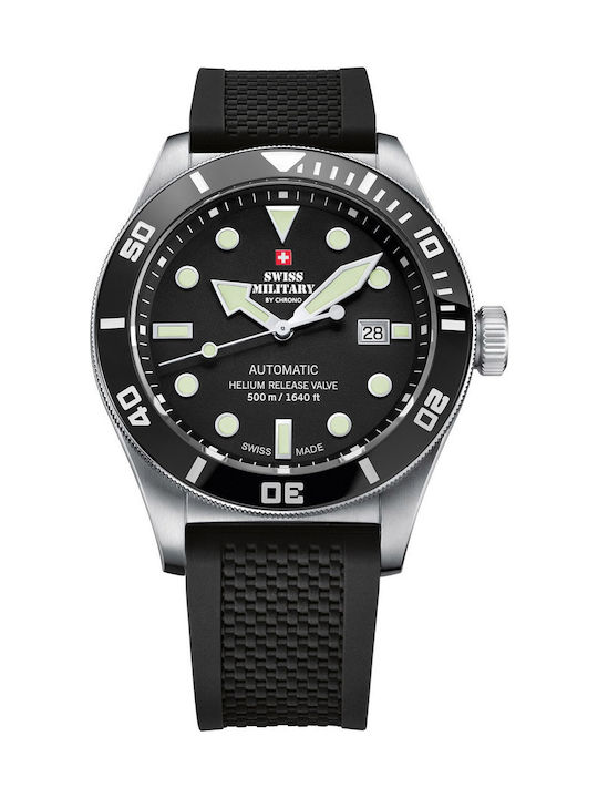 Swiss Military by Chrono Diver Мъжки часовник с автоматичен механизъм и каучукова каишка Swiss Military by Chrono Diver Мъжки часовник с автоматичен механизъм и каучукова каишка