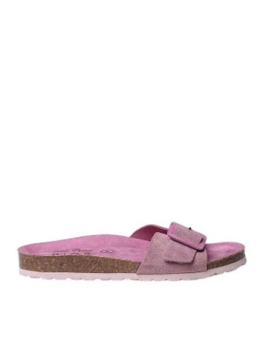 Leder Flache Sandalen für Damen Anatomisch in Lila Farbe