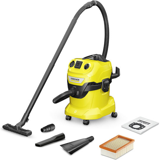 Karcher WD 4 P Vacuum Wet / Dry 1000W with Stainless Bin 20lt