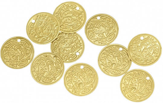 Brass Coin 15mm Traditional Costumes-jewelry 225100045 Gold Plated 10 Pieces