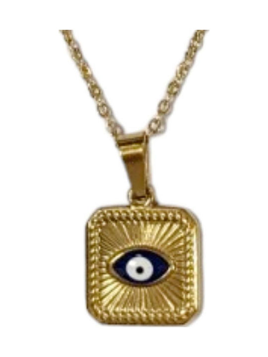 Kostibas Fashion Kette Auge aus Vergoldetem Stahl Blau