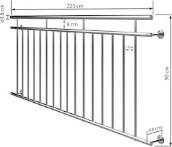 French Balcony Terrace Railing Stainless Steel 90 X 225 Cm