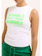 Women's Blouse Cotton Sleeveless White