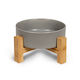 Glee Ceramic Bowl Food for Dog & Cat with Base 400ml in Gray Color