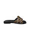 Leder Flache Sandalen für Damen in Beige Farbe
