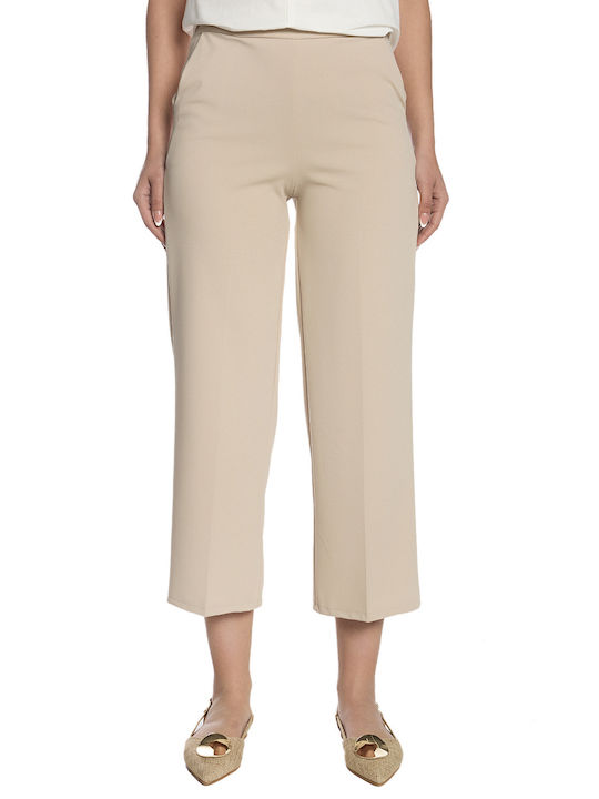 Empoli Collection Damen Stoff Hose mit Gummizug Beige