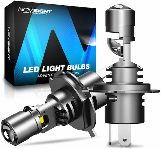 NovSight Λάμπες Αυτοκινήτου & Μοτοσυκλέτας H4 LED 6500K Ψυχρό Λευκό 12V 60W 2τμχ