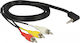 DeLock Καλώδιο Ήχου 3.5mm male - 3x RCA male Μαύρο 1.5m 84724