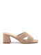 Mules mit Hoch Absatz in Beige Farbe