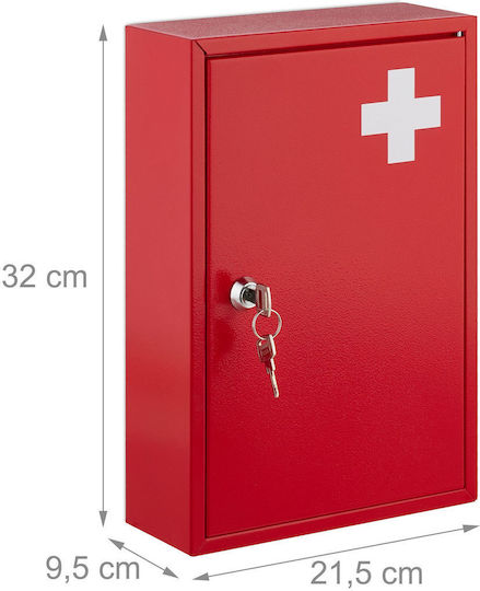 Relaxdays Metallisches Erste-Hilfe-Set Wandhalterung mit Schloss