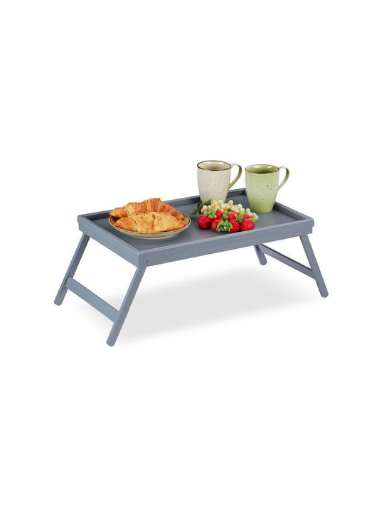 Relaxdays Bambus Dreptunghiular Tavă de Servire din Bamboo în Culoare Gri 22x63.5x31cm 10026130 1buc