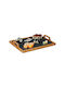 Relaxdays Bamboo Rectangular Serving Tray made of Bamboo with Handles in Black Color 40x40x32cm 10020957 1pcs