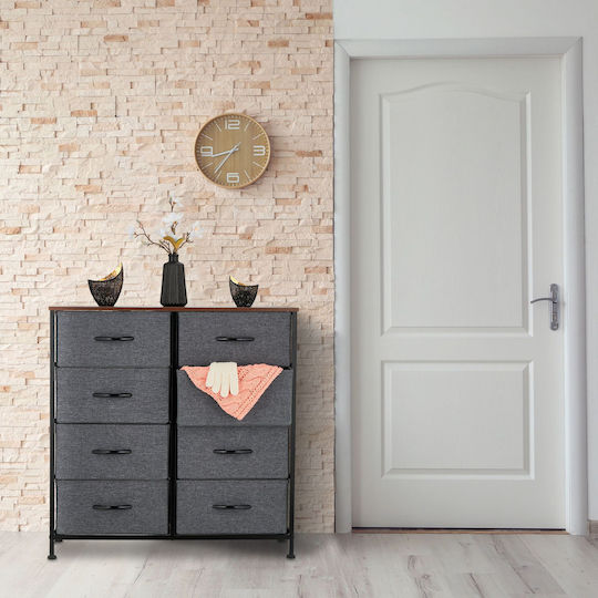 Drawers Storage Made of Metal & Fabric with 8 Drawers L80xW30xH81.5cm