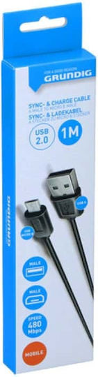 Grundig Regular USB 2.0 to micro USB Cable Μαύρο 1m (19.02.0039) 1τμχ