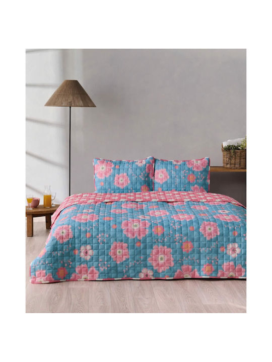 Kentia Agnes Κουβερλί Υπέρδιπλο από Πολυεστέρα Pink-ciel 240x220cm