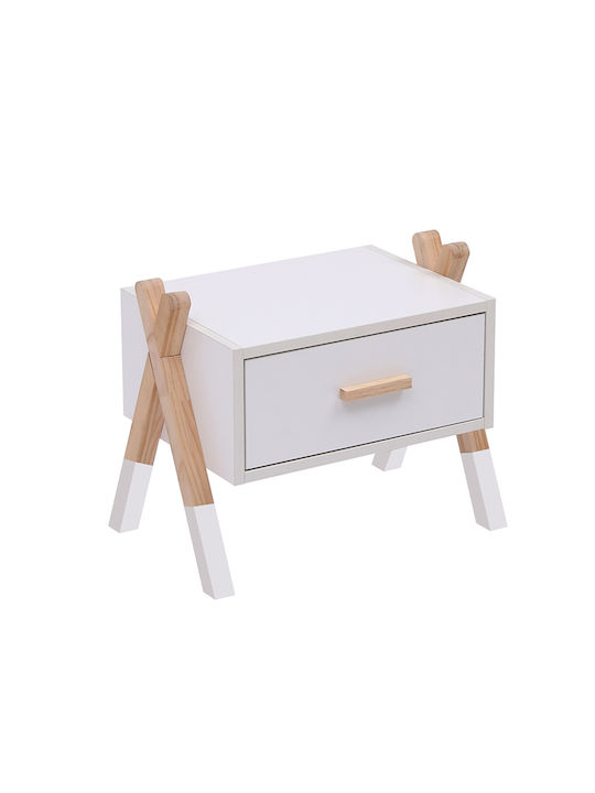 Paschal Κομοδίνο Ξύλινο Λευκό 46x30x38cm