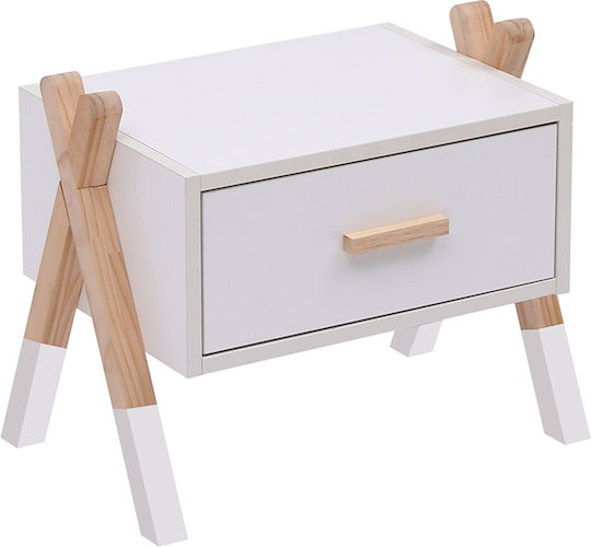 Paschal Κομοδίνο Ξύλινο Λευκό 46x30x38cm
