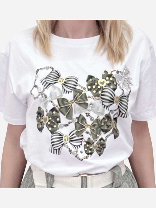 Della Moda T-Shirt Λευκό, Λαδί