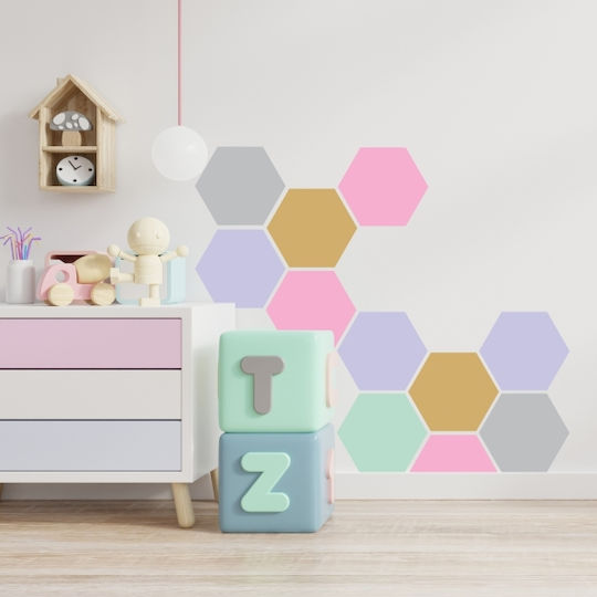 Wall Stickers For Kids Room Ηexagon 1 Pc. - Blue