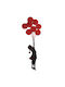 Wallity Decorațiune Siluetă Banksy Lucrată Manual Roșie Din Metal 100x34cm