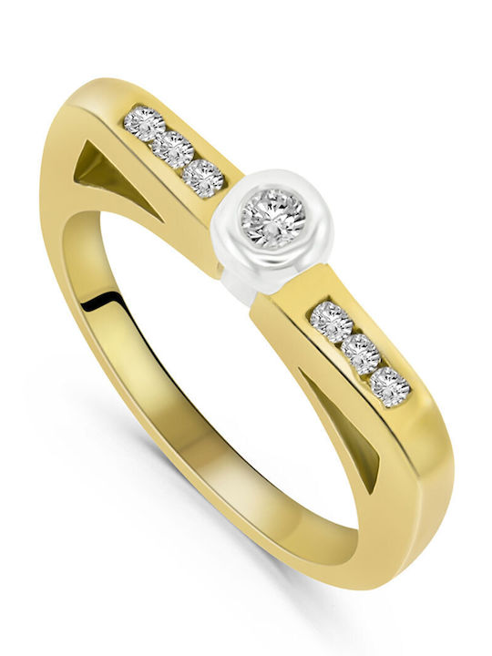 Antwnakakis Damen Ring mit Diamant aus Weißgold 18K