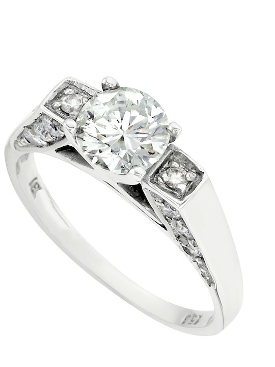 Antwnakakis Einzelner Steinring aus Weißgold 18K Antwnakakis Einzelner Steinring aus Weißgold 18K