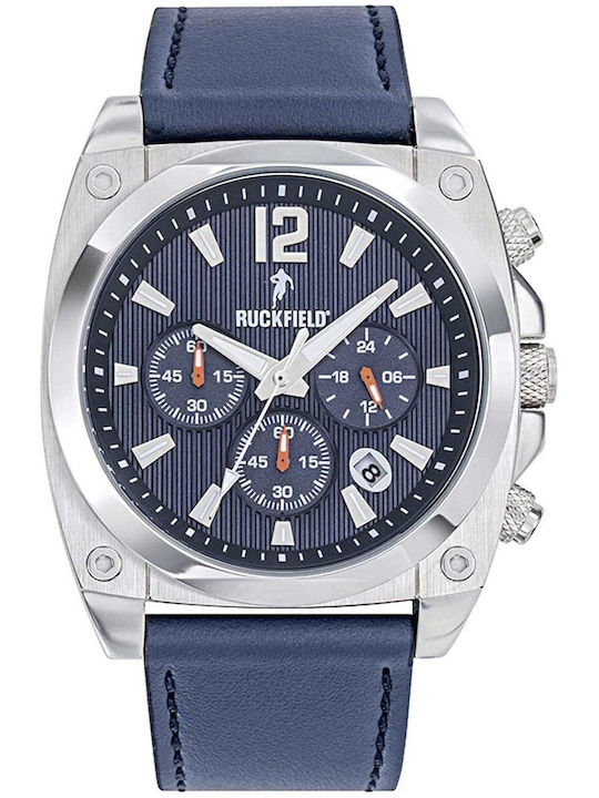 Ruckfield Men's Watch Chronograph Battery with Blue Leather Strap