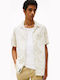Short-sleeved Denim Shirt Floral Beige