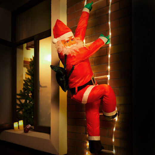 Luminat Decorativ Moș Crăciun De Exterior Albς pe Scară