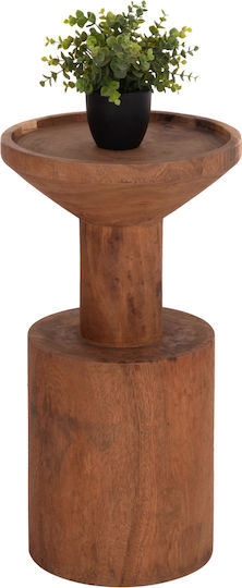 Round Side Table Bermal Made of Solid Wood Natural M35xL35xH65cm