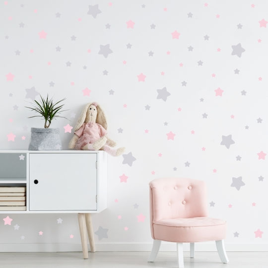 Wall Stickers For Nursery-kids Room Stars Set Of 35pcs. - Pink