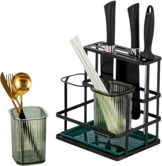 Abtropfgestell Für Besteck Metallisch Schwarz 22x18x20cm