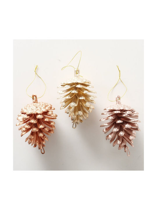 Hanging Ornament Pine Plastic Gold 11cm