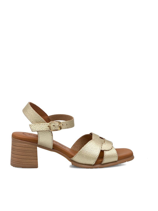 Eva Frutos Leder Sandalen Gold