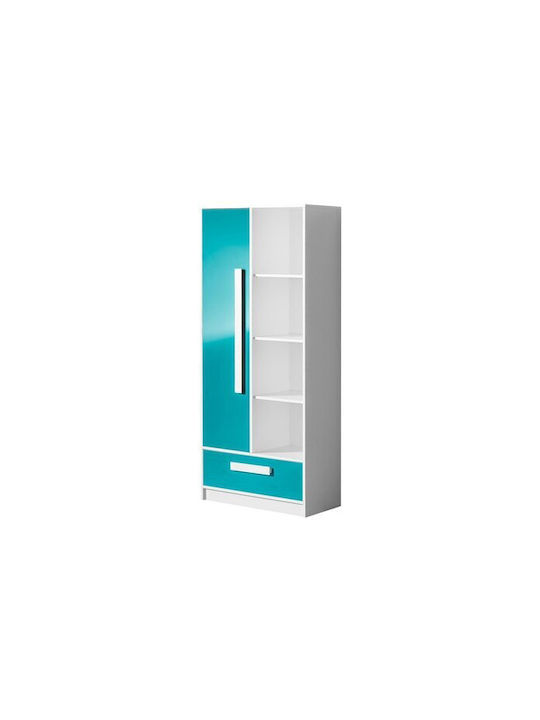 Bookcase Merevari 104 White, Glossy Turquoise 80x40x191cm
