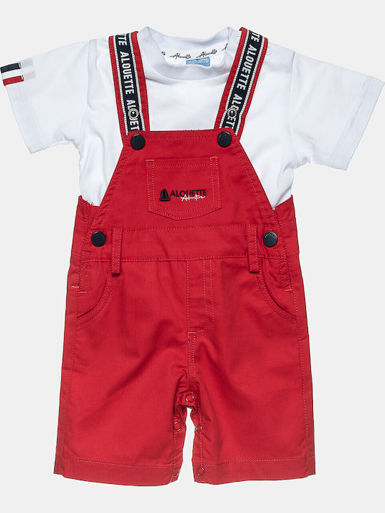 Kids Set With Dungarees Summer 2 Pieces Red