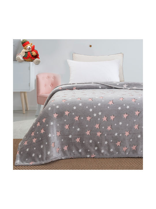 Beauty Home Κουβέρτα Βελουτέ Φωσφορίζουσα Γκρι 220x240εκ.