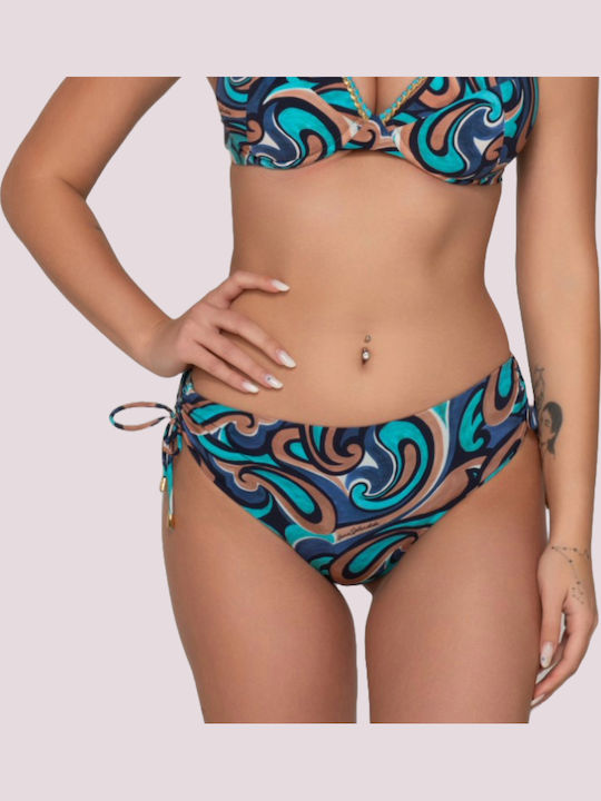 Bikini Slip High Waist with Ties Blue