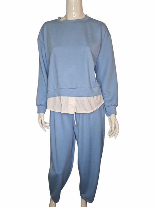 Della Moda Women's Sky Blue Set with Pants Striped