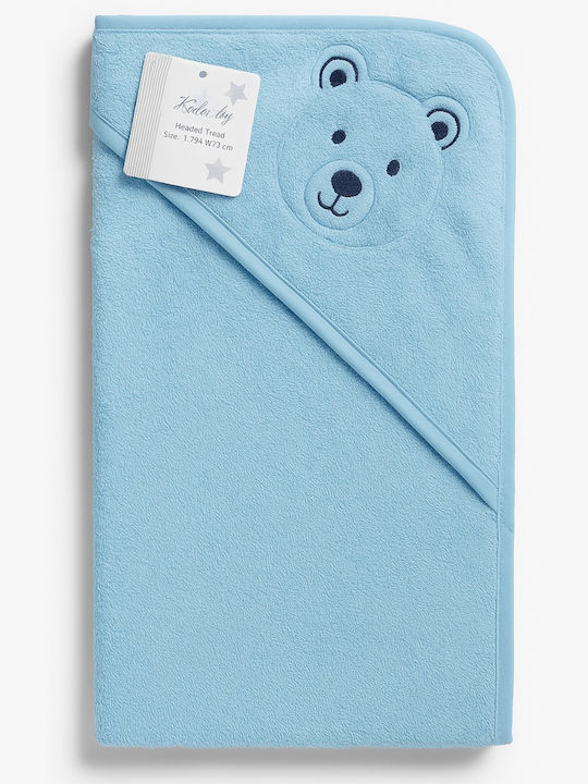 Beboulino Baby Hooded Towel with Hood Bear Light Blue 75x75cm