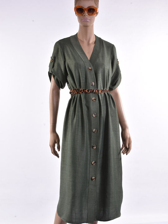 Gianni Rodini Σεμιζιέ Φόρεμα Χακί 583025-XAKI