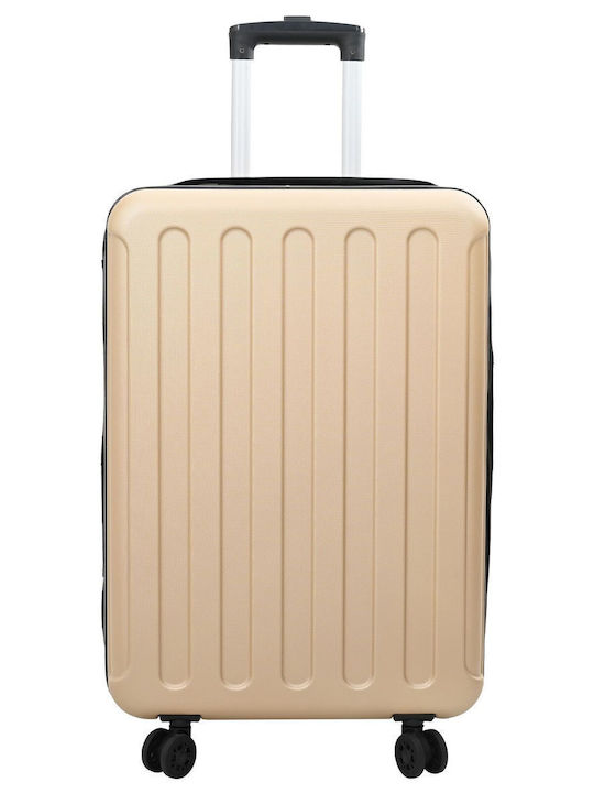 vidaXL Medium Hard Suitcase Champagne with 4 Wheels Height 66cm
