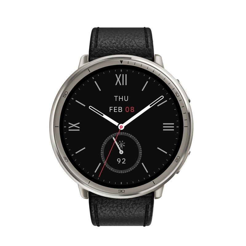 Amazfit Active 2 Stainless Steel 44mm Smartwatch με Παλμογράφο (Black Leather)