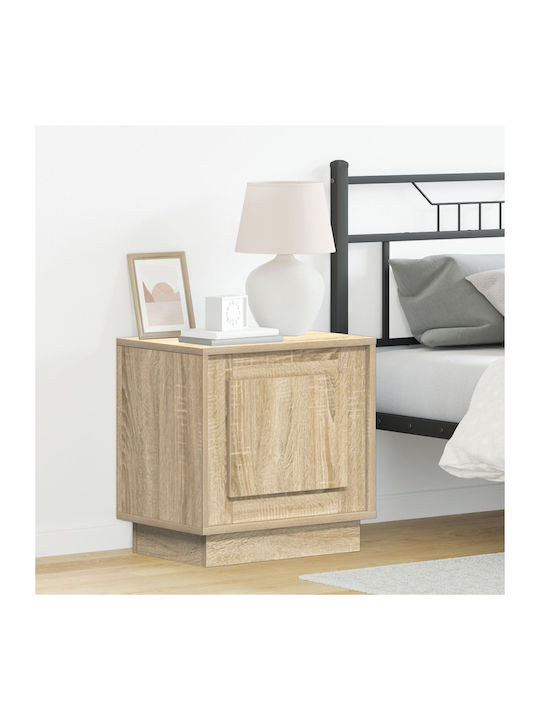 Bedside Table with Fabric Upholstery Sonoma Oak...