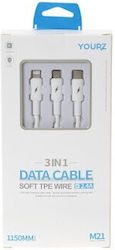 YOURZ Data Regular USB to Lightning / Type-C / micro USB Cable (57240) YOURZ Data Regular USB to Lightning / Type-C / micro USB Cable (57240)