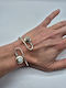 Versilbertes verstellbares Damen-Mondsteinarmband