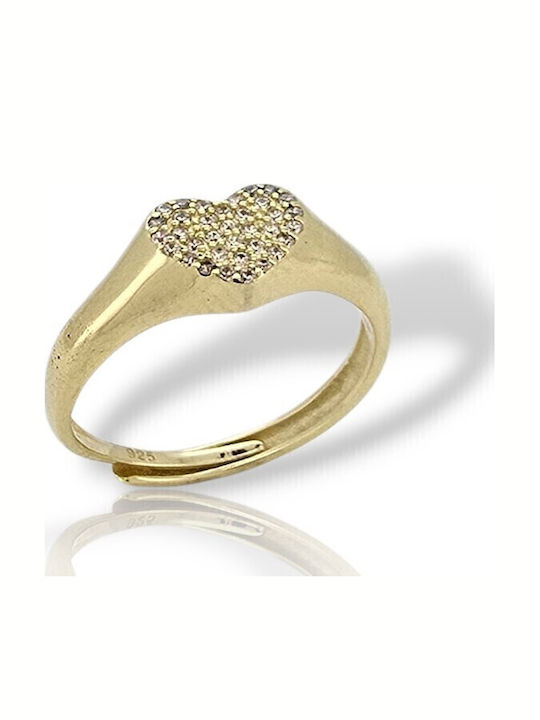 Mentzos Ring with Zircon made of Silver Gold Plated