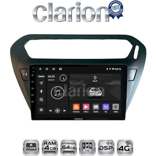 Clarion Auto-Audiosystem für Peugeot 301 Citroen C-Elysee 2012-2018 (Bluetooth/USB/WiFi/GPS/Apple-Carplay/Android-Auto)