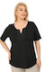 Women's Blouse Short Sleeve Black