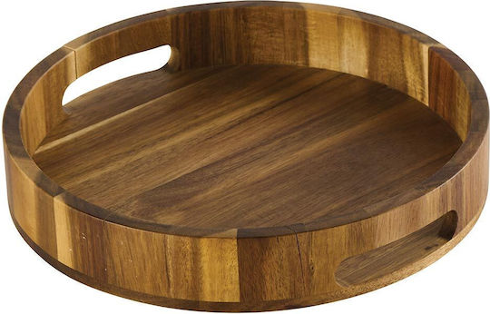 Country Casa Lemnos Rotund Tavă de Servire cu Mânere în Culoare Maro 30x30cm TK004 1buc